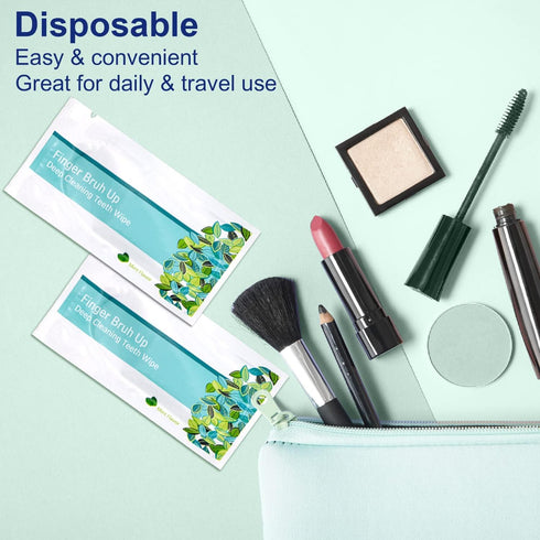 EZGO 100pcs Deep Cleaning Teeth Wipes, Finger Brush, Latex Free Mint Flavor