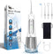 Cordless Water Dental Flosser, JNGOODS 300ml Rechargeable Oral Irrigator, IPX7 Waterproof, 4 Modes, 4 Jet Tips (White)