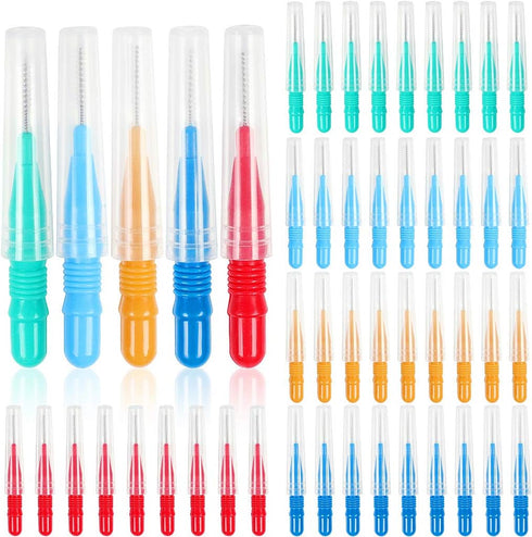 ewinever 50 Count Interdental Brush - Toothpicks Tooth Flossing Head for Oral Dental Hygiene (3 Sizes)