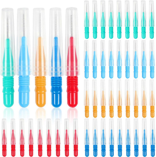 ewinever 50 Count Interdental Brush - Toothpicks Tooth Flossing Head for Oral Dental Hygiene (3 Sizes)