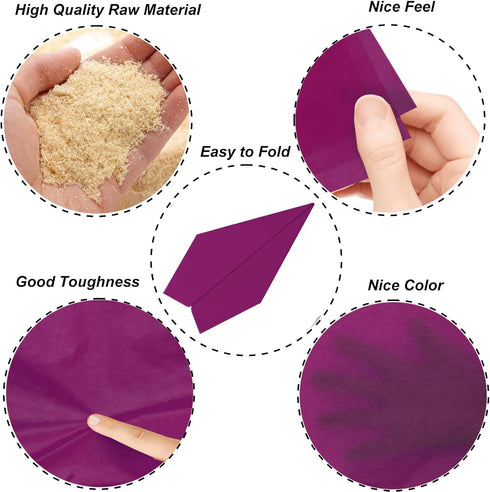 Jkopsnr 120 Sheets Plum Tissue Paper 20x14 Inches for Gift Bags, Bulk Wrapping Tissue Paper for DIY Crafts, Holidays