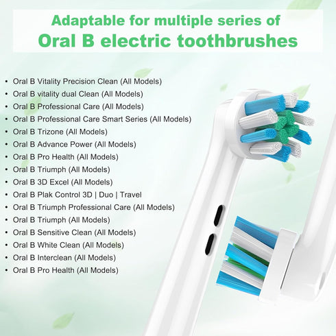 Toothbrush Braun Oral B Replacement Heads - Floss Cross Action - Compatible with Oral B Pro 1000/2000/3000/5000/6000