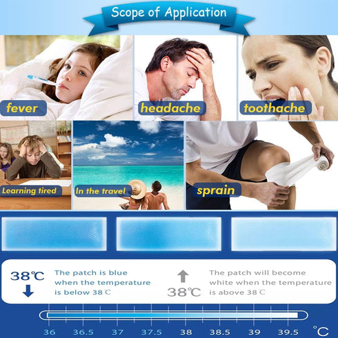 20 Sheets Cooling Patches for Fever Discomfort, Kids Cool Pads to Soothe Headache Pain (20 Sheets)