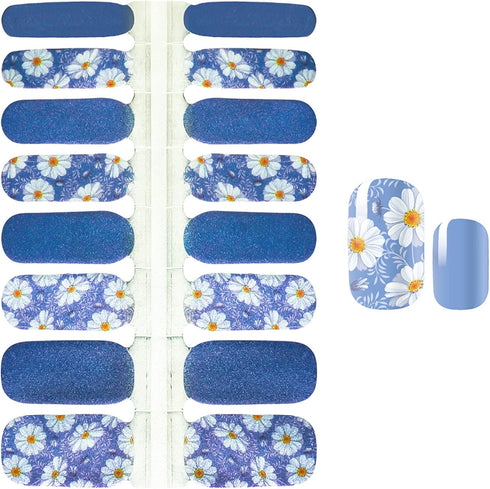 SILPECWEE Flower Nail Polish Strips | 5 Sheets Self Adhesive Nail Stickers with Nail File