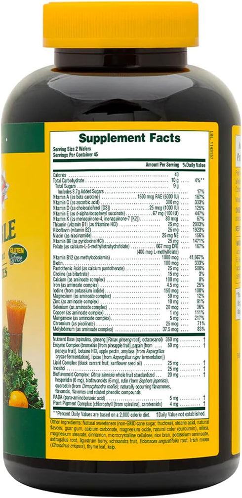 Natures Plus Source of Life Adult Chewable Multivitamin - 90 Vegetarian Wafers, Apple Cinnamon Flavor
