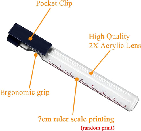 MAGDEPO 2X Bar Magnifying Ruler, 6" with Guiding Line & Mini Line Magnifier Clip for Reading Small Prints