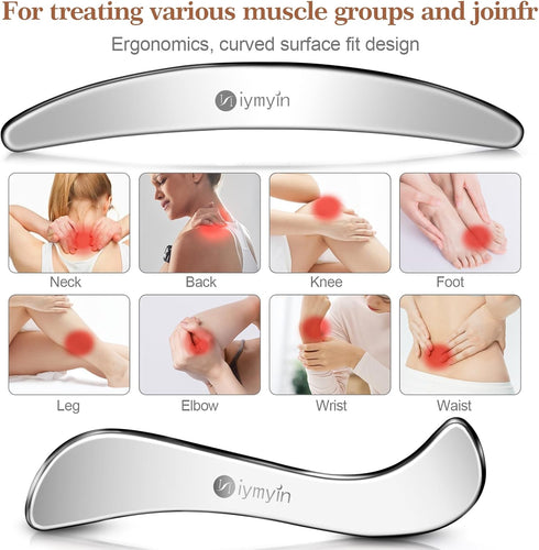 Niymyin 6-in-1 Set, Stainless Steel Muscle & Fascia Scraper Tool for Body Skin Massage and Sore Muscles, Myofascial