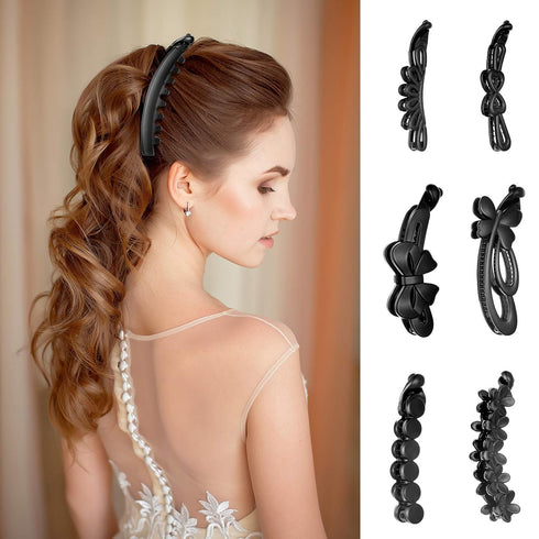 WILLBOND 8 Pieces Banana Clip Hair Clincher, Classic Ponytail Holder Maker Clips, Non Slip for Women