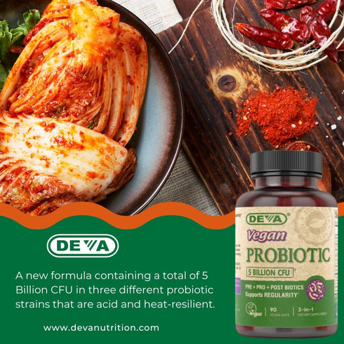 DEVA Vegan Probiotic Supplement, 5 Billion CFU, 90 Count for Digestive Health, Soil-Based & Dairy Free