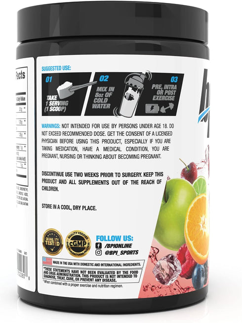 BPI Sports Best Aminos - BCAA Powder Post Workout & Glutamine Recovery Drink, Fruit Punch - 25 Servings