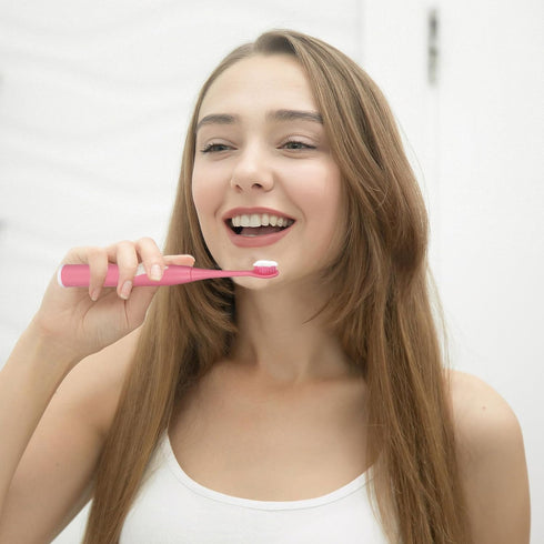 TIDTALEO Sonic Electric Toothbrush for Adults Portable Vibrating Teeth Cleaning Brush Pink Rechargeable
