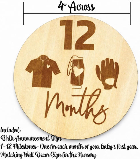 SM Design Set 12 Baby Milestone Markers of + Birth Announcement Sign | Monthly Baby Photo Props | First Year Milestones