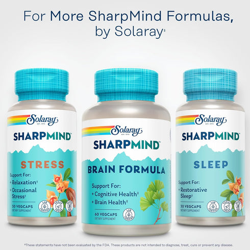 SOLARAY SharpMind Brain Support Formula - Nootropic Supplements for Cognitive and Brain Health, 60 Servings