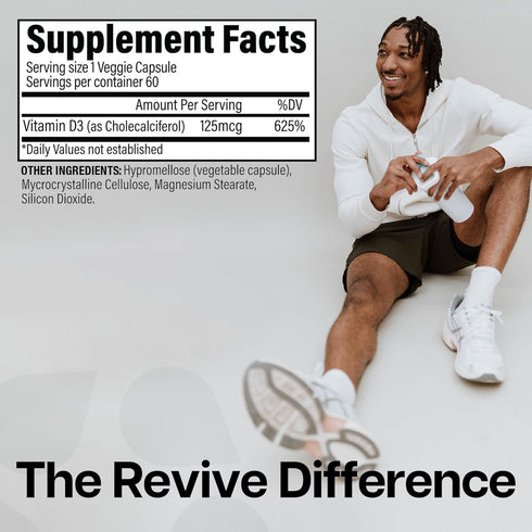 Revive MD - Vitamin D3 - Immune and Bone Health Support (60 Vegeterian Capsules)