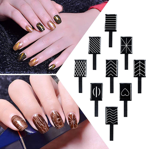 Ideal Swan 11 Piece Magnet Nail Art Polish Tool Set, Cat Eye Gel Polish 3D Gel Nails Plastic Tool for DIY, Salon,