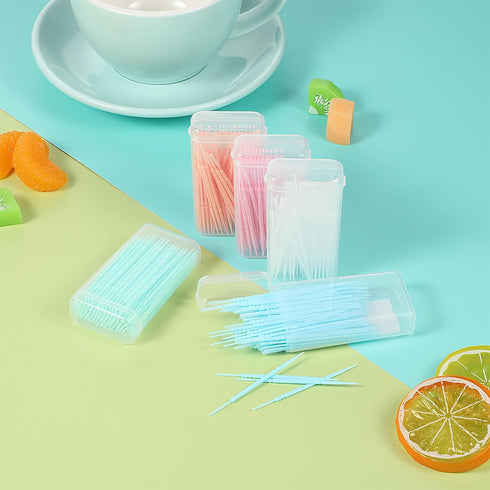 500pcs Double Head Dental Floss Interdental Brush - 2-in-1 Disposable Plastic Multicolor Dental Picks
