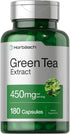 Horbaach Green Tea Extract Capsules 450mg | 180 Count | Non-GMO, Gluten Free Herbal Supplement
