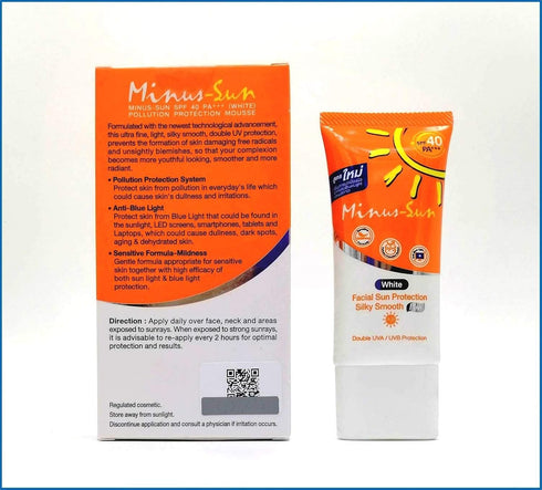 Minus (Sol) Sun SPF40 PA+++ White (New Formular x 1 Ounces) Facial Sun Protection Silky Smooth Plus with Broad Spectrum UVA1 UVA2 and UVB Protection