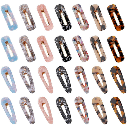 Hedume 28 Pack Acrylic Resin Hair Barrettes, Fashion Geometric Hair Clips for Women and Girls