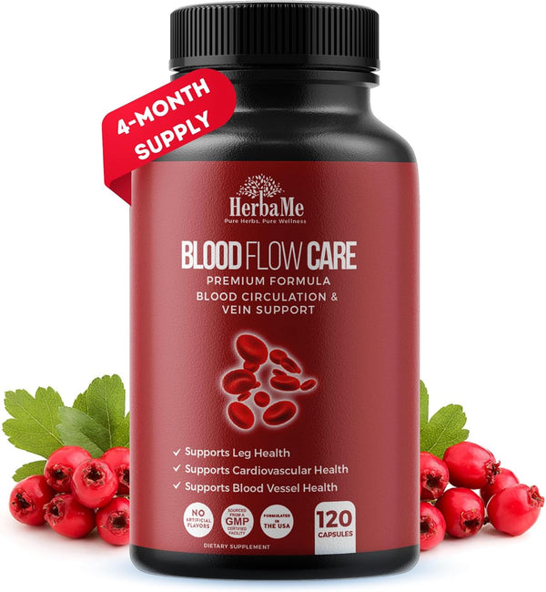 Blood Circulation Supplement - 120 Capsules, Supports Leg Vein, Heart, Vessels and Cardiovascular Health