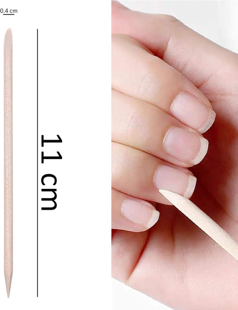 Kare & Kind 100x Double-Sided Orange Wood Nail Sticks, Cuticle Pusher Remover Cleaner for Manicure Pedicure
