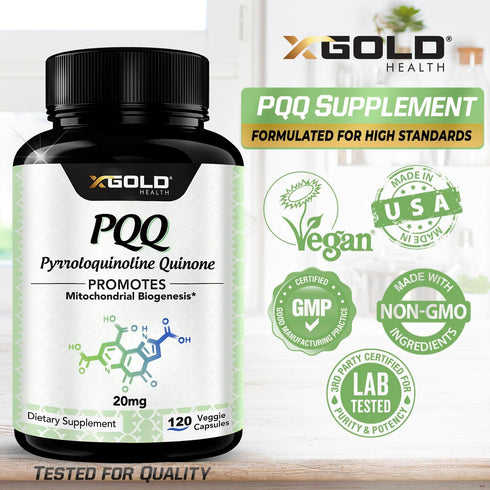 PQQ Supplement Veggie Capsules (Pyrroloquinoline Quinone), 99.7%+ Highly Purified - 120 CT