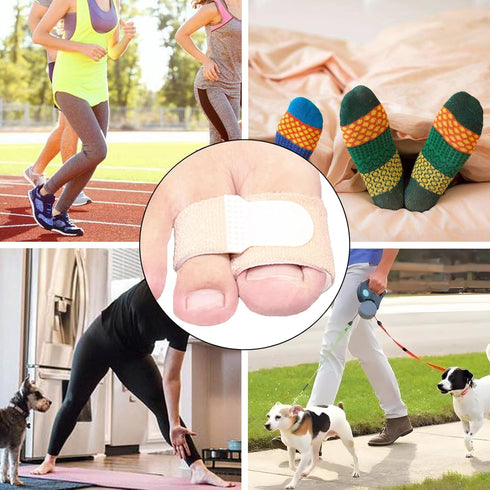 Big Toe Hammer Toe Wraps (10 Pack), Soft Padded Corrector for Pain Relief, Toe Bandages Protectors for Crooked, Curled,