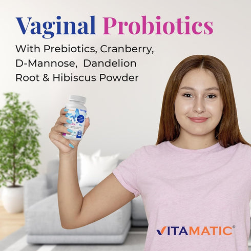 Vitamatic Vaginal Probiotics, 20 Billion for Women, 60 DR Capsules for pH Balance & Odor Control