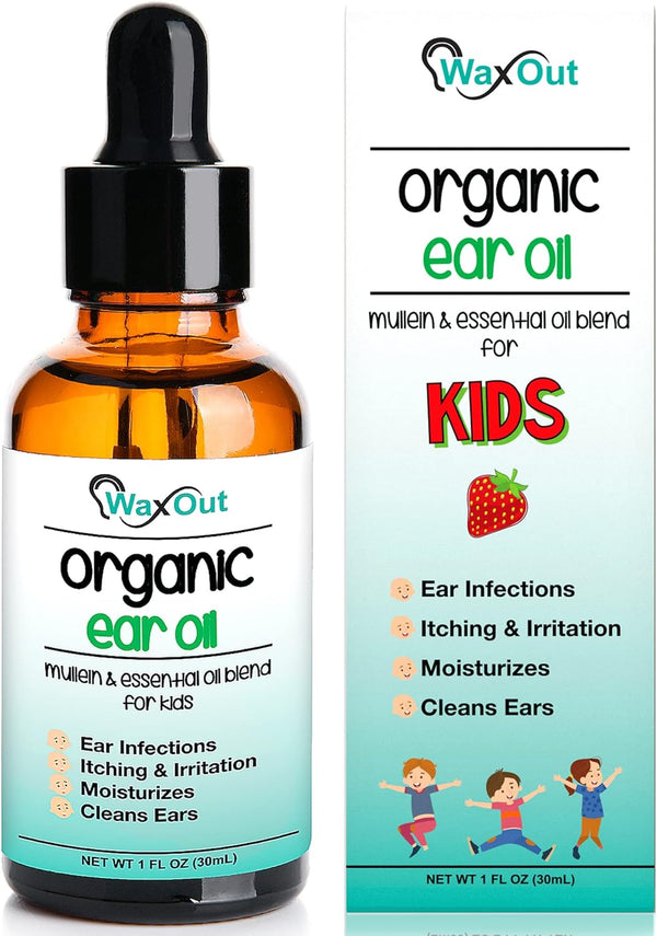 Natural Mullein Ear Wax Removal Oil & Cleaner Drops with Strawberry for Kids, Moisturizer & Allergy Soothing