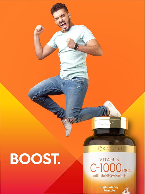 Carlyle Vitamin C, 1000mg with Bioflavonoids, 250 Caplets, with Rose HIPS, Vegetarian, Non-GMO, Gluten Free