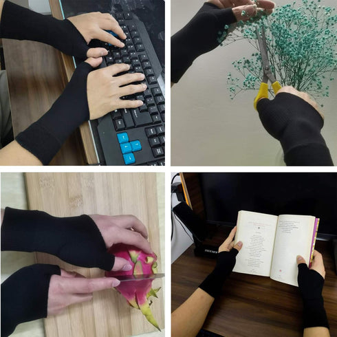 Wrist Thumb Compression Arthritis Gloves (1 Pair) - Breathable Fingerless Glove with Gel Pads for Carpal Tunnel Relief