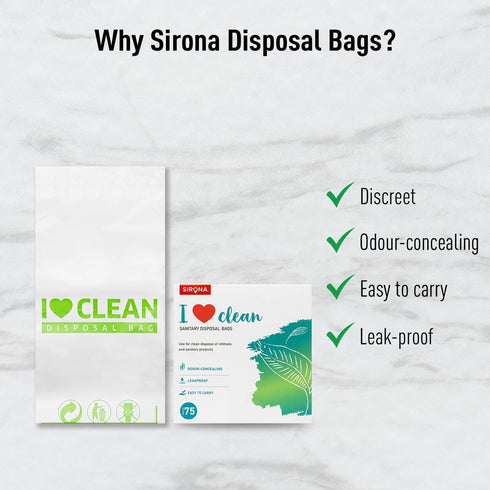 Sirona Personal Disposal Bags, 75 Bags for Discreet Tampons, Sanitary Pads, Panty Liners, Menstrual Care Products
