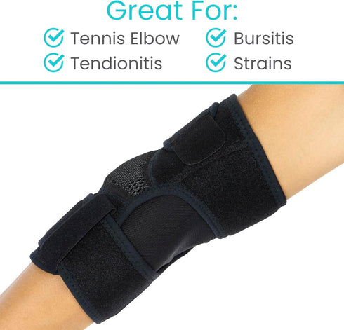 Vive Elbow Brace - Tennis Compression Sleeve for Golfers, Bursitis, Left or Right Arm - Tendonitis Support Strap