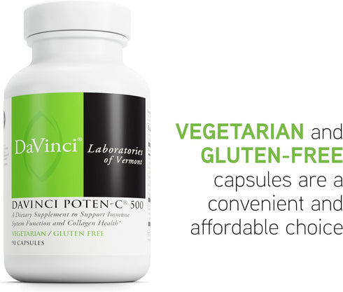 DAVINCI Labs Poten-C 500 - Dietary Supplement for Immune System & Collagen Health* - with Vitamin C, Calcium,