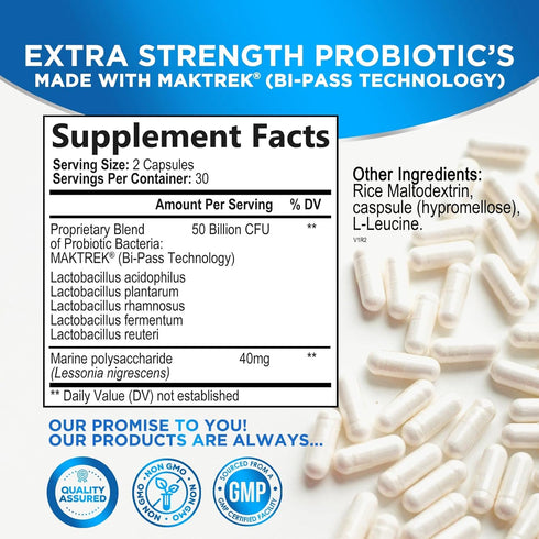 Women Probiotics For Digestive Health With 50 Billion CFU - Multi Strains Womens Probiotic With Acidophilus For Daily Vaginal & Urinary Health Support, Immune Support, Shelf Stable - 60 Capsules