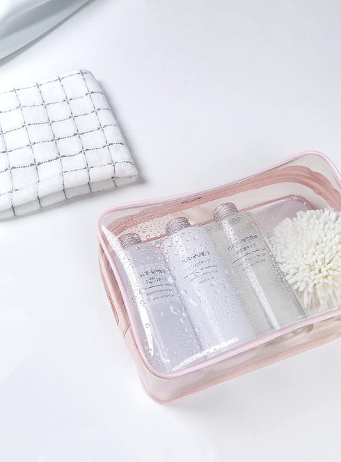 Clear Pouch Small Makeup Bag, TSA Approved 6.6"x2.3"x4.7" Clear Travel Bags for Toiletries, Cosmetic Bag for Women and