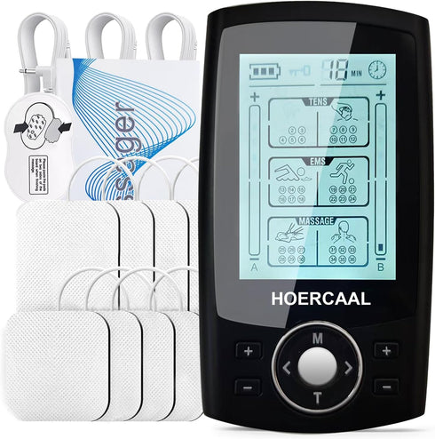 Upgraded 3-in-1 TENS Unit EMS Muscle Stimulator - 36 Modes, Rechargeable Dual Channel for Pain Relief Therapy