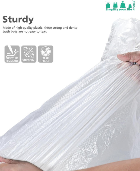 AYOTEE Trash Bags, 20 Gallon, 50 Count, Extra Large Kitchen Trash Bags with Zip Ties, 20-22 Gallon, High Density Clear