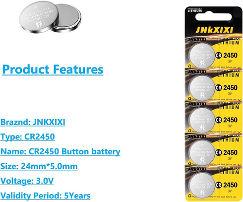 50 Pack Lithium CR2450 3V Batteries, 600mAh CR 2450 Battery