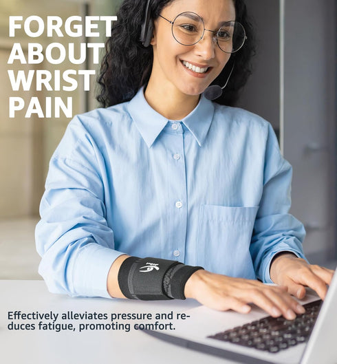 HiRui Wrist Brace - Compression Wrist Wraps for Work, Fitness, Weightlifting, Pain Relief, Adjustable 2 PACK (Black, L)