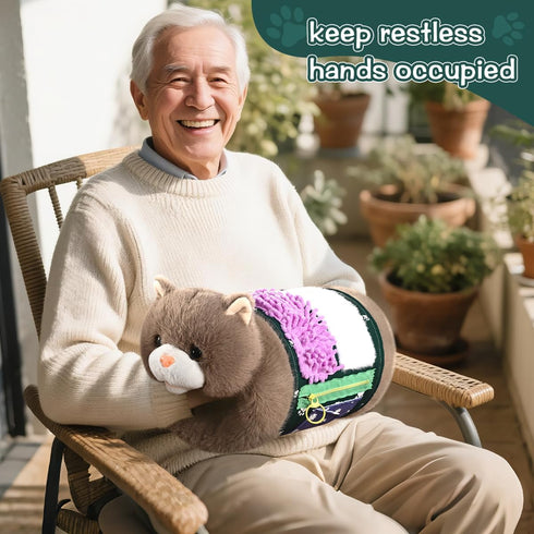 SOFWO Fidget Blanket and Muff Cat for Adults with Dementia, Alzheimers Dementia Activities Products for Elderly