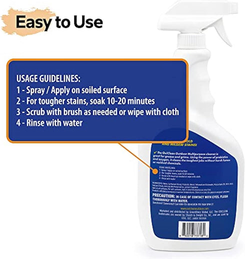 OxiClean Outdoor Multipurpose Ready to Use Cleaning Products, Cleaner for Concrete, Vinyl, 32 Fl Oz - 3 Pack