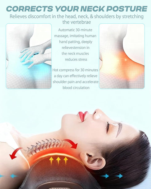 MANLAISHI Tissue,2-in-1 3D Neck Massager Pillow with Heat and Vibration for Pain Relief Deep Neck Massage Pillow