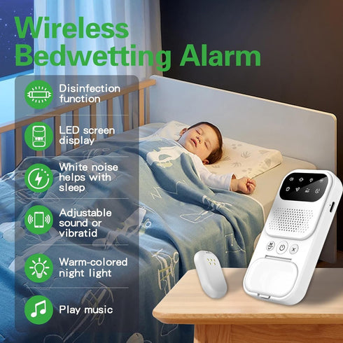 XINGZUAN Wireless Bedwetting Alarm for Boys and Girls USB-C Rechargeable, Loud Alarm & Strong Vibration, High