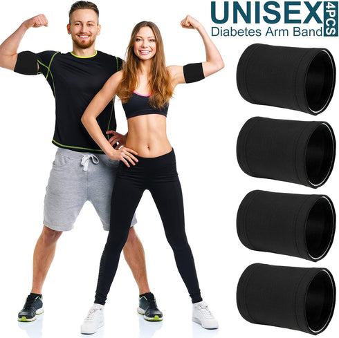 4 Pcs Diabetes Arm Band, Washable Reusable Sensor Cover Sleeve for Diabetic Supplies Sports