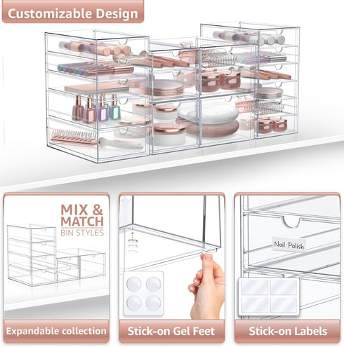 Sorbus Makeup Organizer with 18 Drawers, Acrylic Drawer Organizer for Makeup, Office, Art Supplies, Jewelry Storage