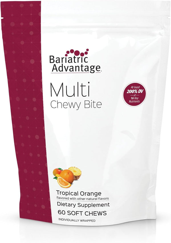 Bariatric Advantage Multi Chewy Bite - Tropical Orange Flavor Soft Chew Multivitamin for Bariatric Patients - 60 Count