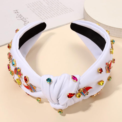 Mexican Headband for Women, Cinco De Mayo Beaded Fiesta Knotted Crystal Headband Holiday Accessories