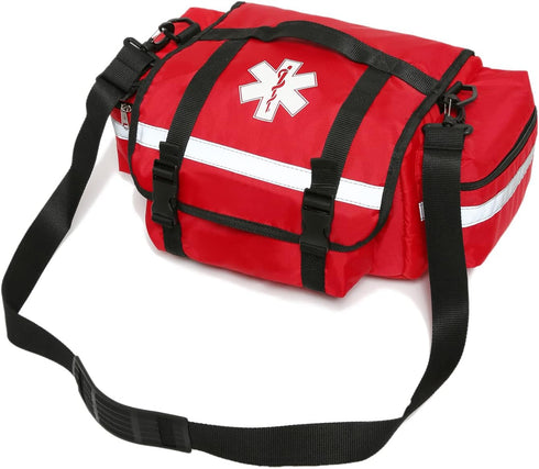 Empty First Aid Bag for Emergency Trauma Medical Organizer, Shoulder Carry Bag 13 x 9 x 7, Red