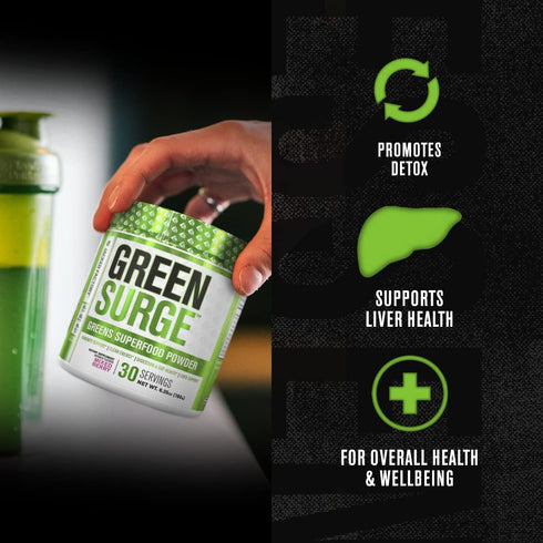 Jacked Factory Green Surge Superfood Powder - Keto Friendly Greens Drink w/Spirulina, Organic Greens, Mixed Berry, 10.6